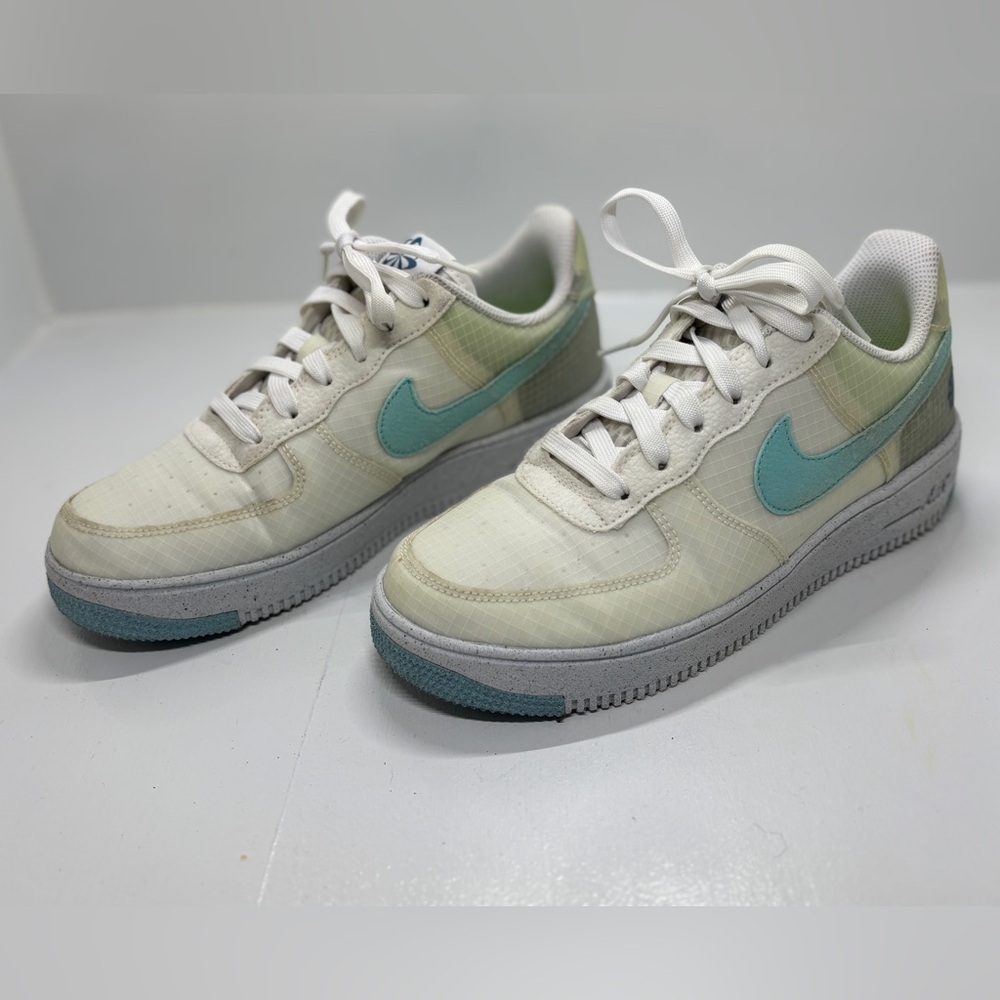 Nike Air Force 1 Next Nature White Aura Teal Swoosh Women’s 6.5Y / 8 Eco AF1 - Picture 2 of 12